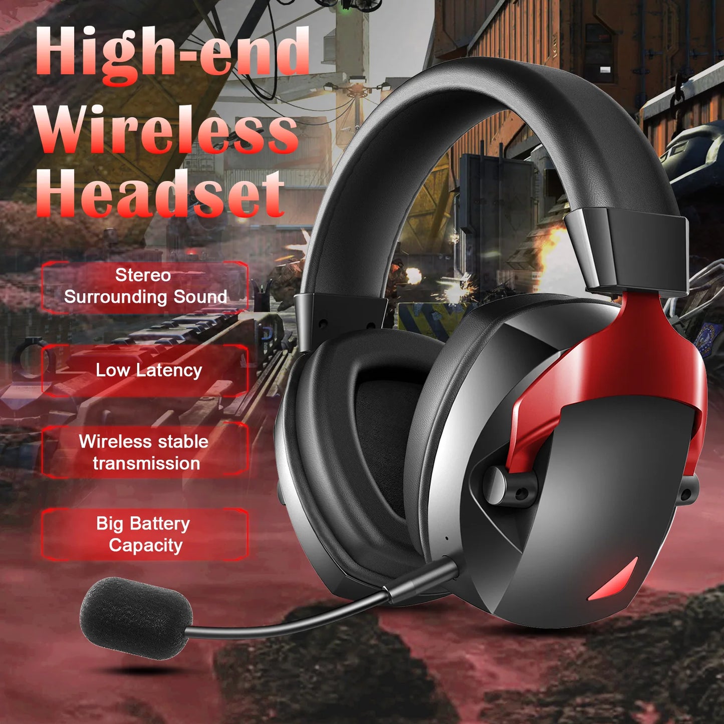 Kabelloses Gaming-Headset mit abnehmbarem Mikrofon mit Geräuschunterdrückung – 2.4G Wireless, Bluetooth 5.3 & kabelgebundene 3.5mm-Gaming-Kopfhörer für PS5, PC, Xbox, Mobilgeräte