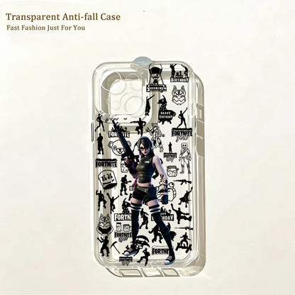 Capa de Telemóvel Hot Game F-Fortnites para iPhone 17e 17 16 16e 15 14 13 12 11 Mini Pro Max X XR XSMax 7 8 Air Plus com Traseira Transparente