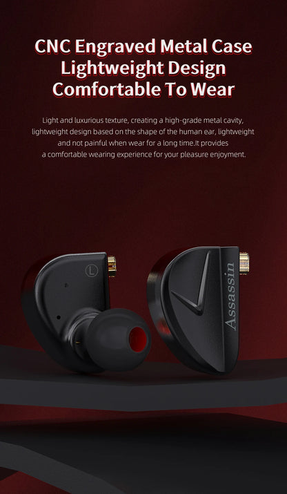 CVJ Assassin Earphones 1BA+1DD+1Vibration Switch Adjustable Gaming E-sports In-Ear 3.5mm&Type-C Hifi Headphones