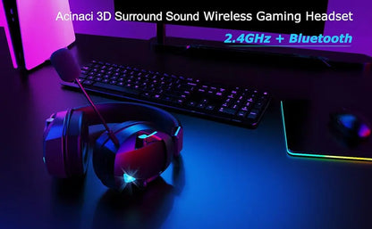 Gaming-Headset mit abnehmbarem Mikrofon mit Geräuschunterdrückung – kabelloses 3-Modi-Gaming-Headset mit Bluetooth 5.3, 2.4G USB und kabelgebundenem 3.5mm-Anschluss sowie 50mm-Treibern