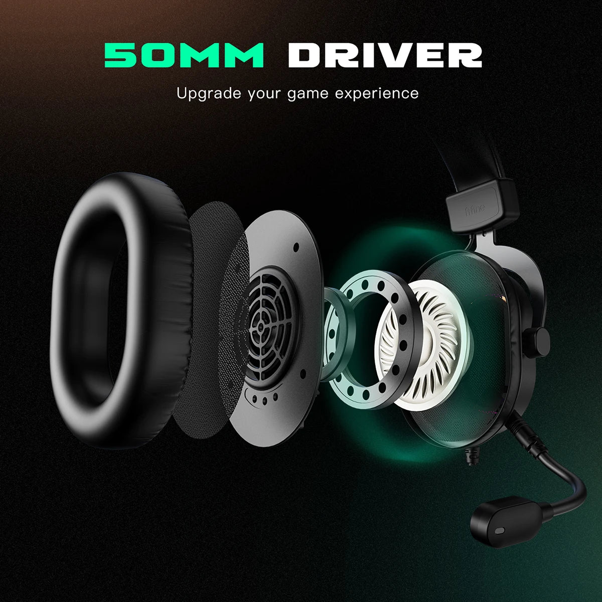 Auriculares gaming FIFINE RGB con micrófono – auriculares con cable circumaurales con sonido envolvente 7.1 para PC, PS4 y PS5 con 3 modos de ecualización