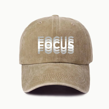 FOCUS Print Cap Washed Cotton Adjustable Classic Style Baseball Cap, Sports Duckbill Hat for Men and Women