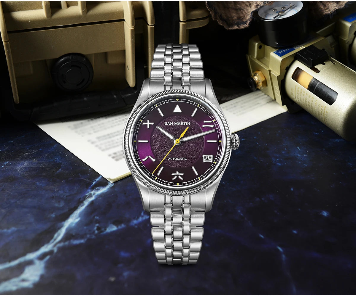 San Martin 39.5mm Men Pilot Watch YN55 Automatic Mechanical Aviation Watches Chinese Style Original Design SN0033 Field Watch