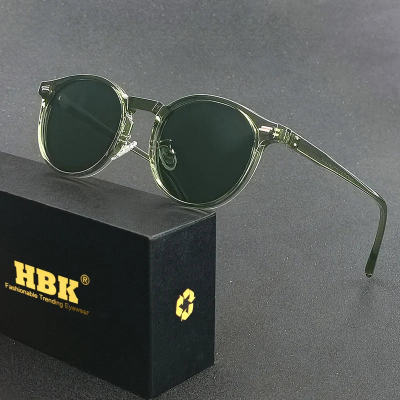HBK Fashion polariserede solbriller til mænd, runde TR90-stel, modesolbriller til kvinder, kørsel, sport, UV400, Lunette De Soleil Homme