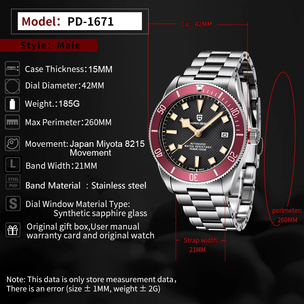 PAGANI DESIGN BB58 Men's Watches Mechanical Watch For Men Luxury Automatic Watch Men NH35 Movt Waterproof Reloj Hombre PD-1671