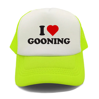 Αστεία καπέλα μπέιζμπολ «I Love Gooning» – Δροσερά καλοκαιρινά ανδρικά καπέλα από πλέγμα – Χιουμοριστικά καπέλα τύπου «Trucker» – Unisex καπέλα από πλέγμα για υπαίθριες δραστηριότητες – MZ-080