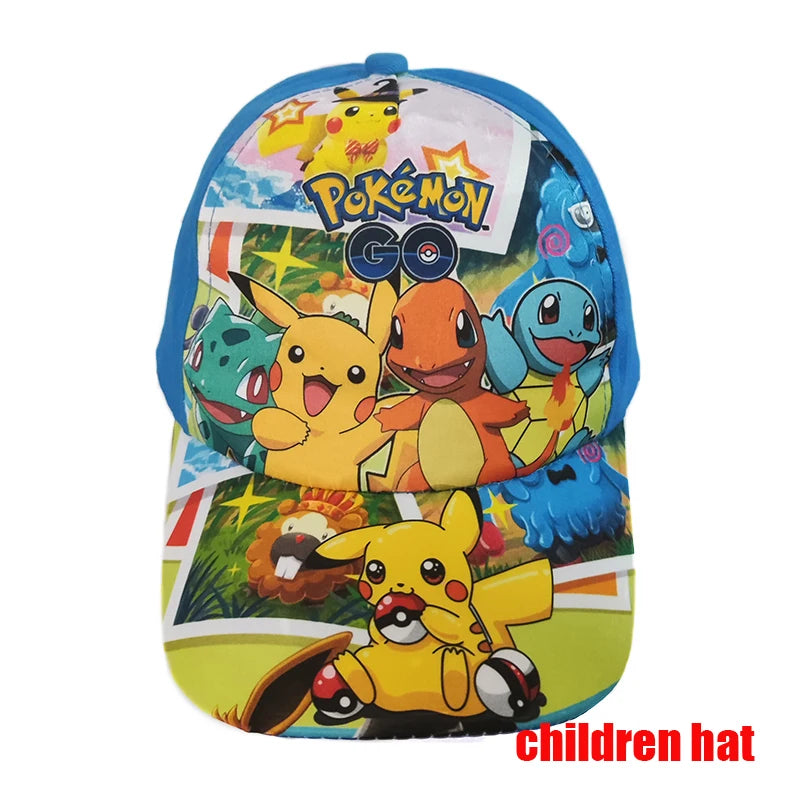 Pokémon-baseballkasket, Pikachu-hat, Pokémon-cosplay-hiphop-kasket til piger, drenge, børn, anime-figurer, legetøj, gave, tegneseriehat