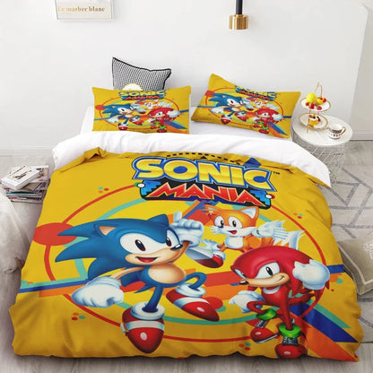 Dynebetræk Sonic 3D Eksklusivt tegneserie-anime-sengetøjssæt med digitaltryk til ungdom, hjem og børn – drenge