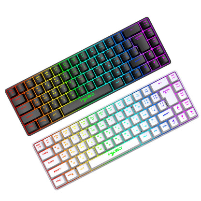 68-Key Russian English Mechanical Gaming Keyboard Dual Language Keyboard RGB Backlit Gaming Mechanical Keyboard for Gaming