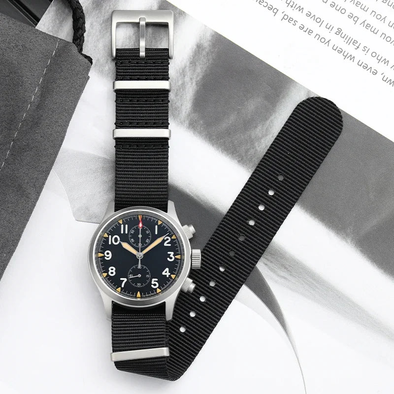 Reloj cronógrafo de cuarzo Militado VK61 VK67, 39 mm, caja de acero inoxidable 316L, 3 esferas, resistente al agua 100M, reloj militar multifunción