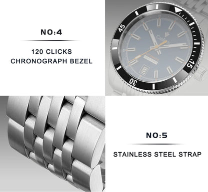 NEW 2025 CADISEN Men's Watches Mechanical Wristwatch For Men Automatic Watch Japan 8215 Ceramic Bezel 10Bar Waterproof Clock