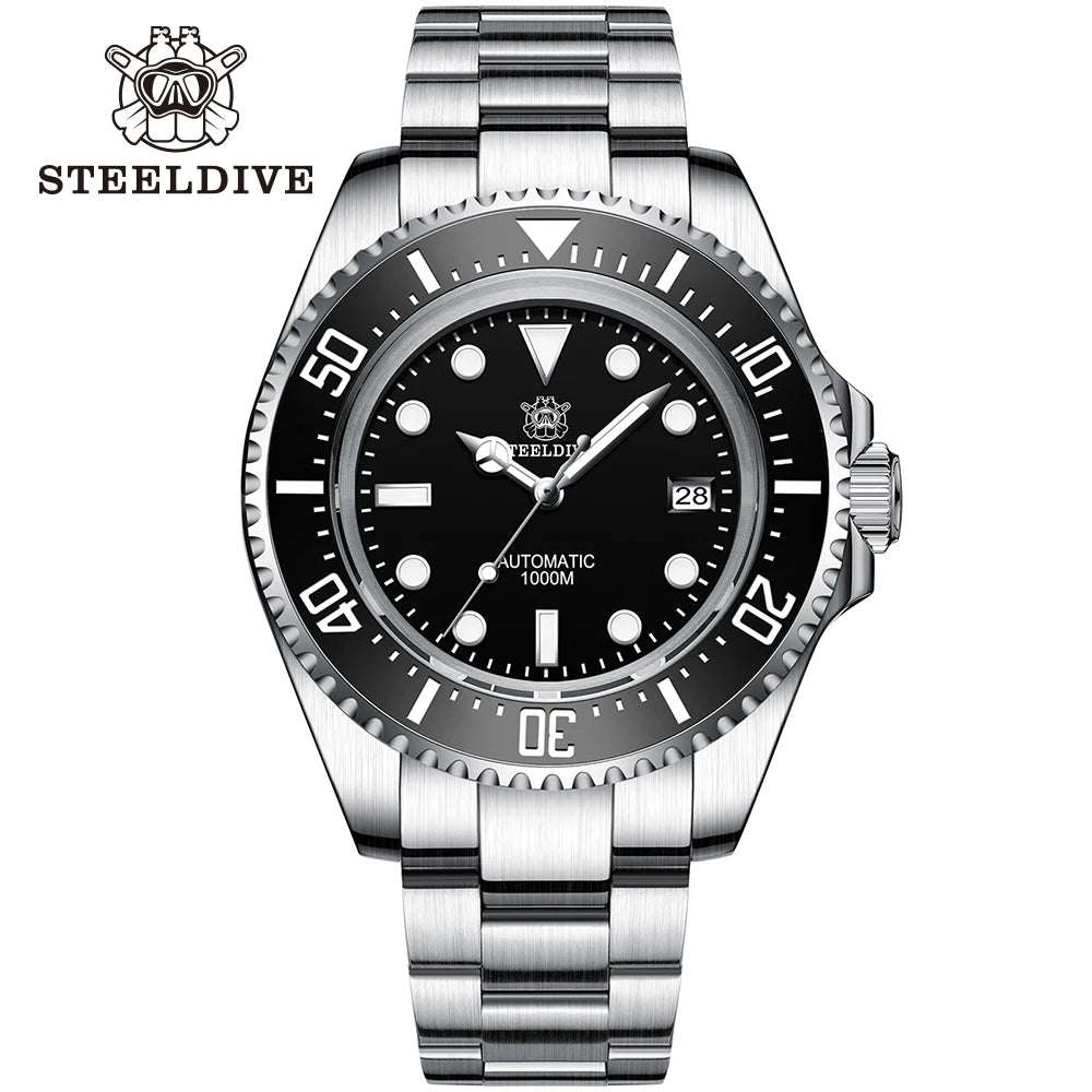 SD1964 Steeldive Brand 2023 Red-Black 45.4MM Men Sapphire Glass Luminous 1000M Waterproof NH35 Dive Watch with Ceramic Bezel