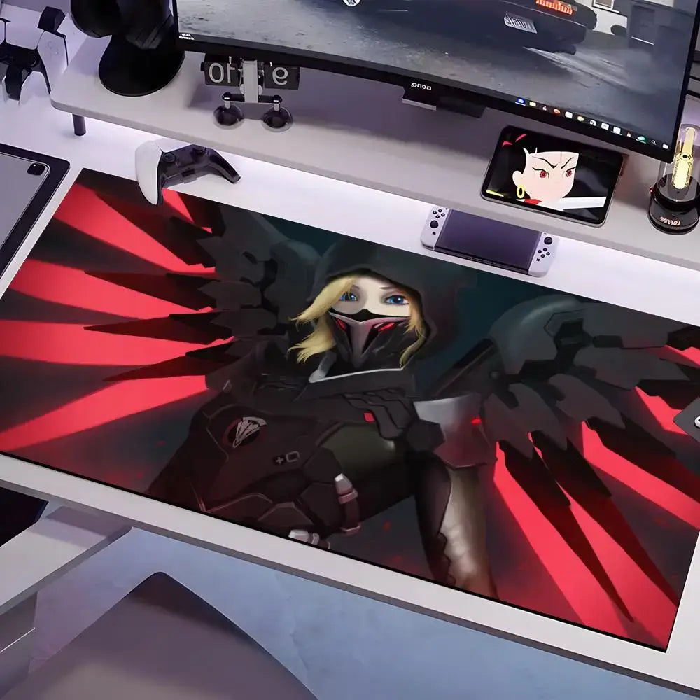 Tappetino mouse Overwatch in più misure, grande e quadrato, per computer, ufficio e gaming, tappetino da tavolo in gomma antiscivolo