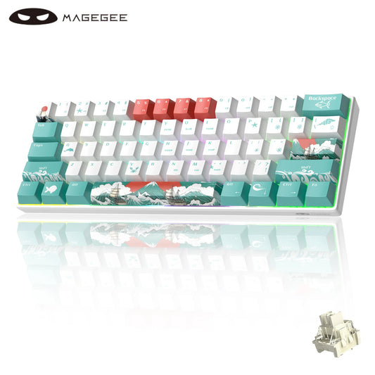 Teclado gaming mecánico MageGee 60%, RGB, completamente intercambiable en caliente, switches personalizados, 61 teclas, mini teclado de oficina para portátil Win/Mac