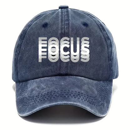 FOCUS Print Cap Washed Cotton Adjustable Classic Style Baseball Cap, Sports Duckbill Hat for Men and Women