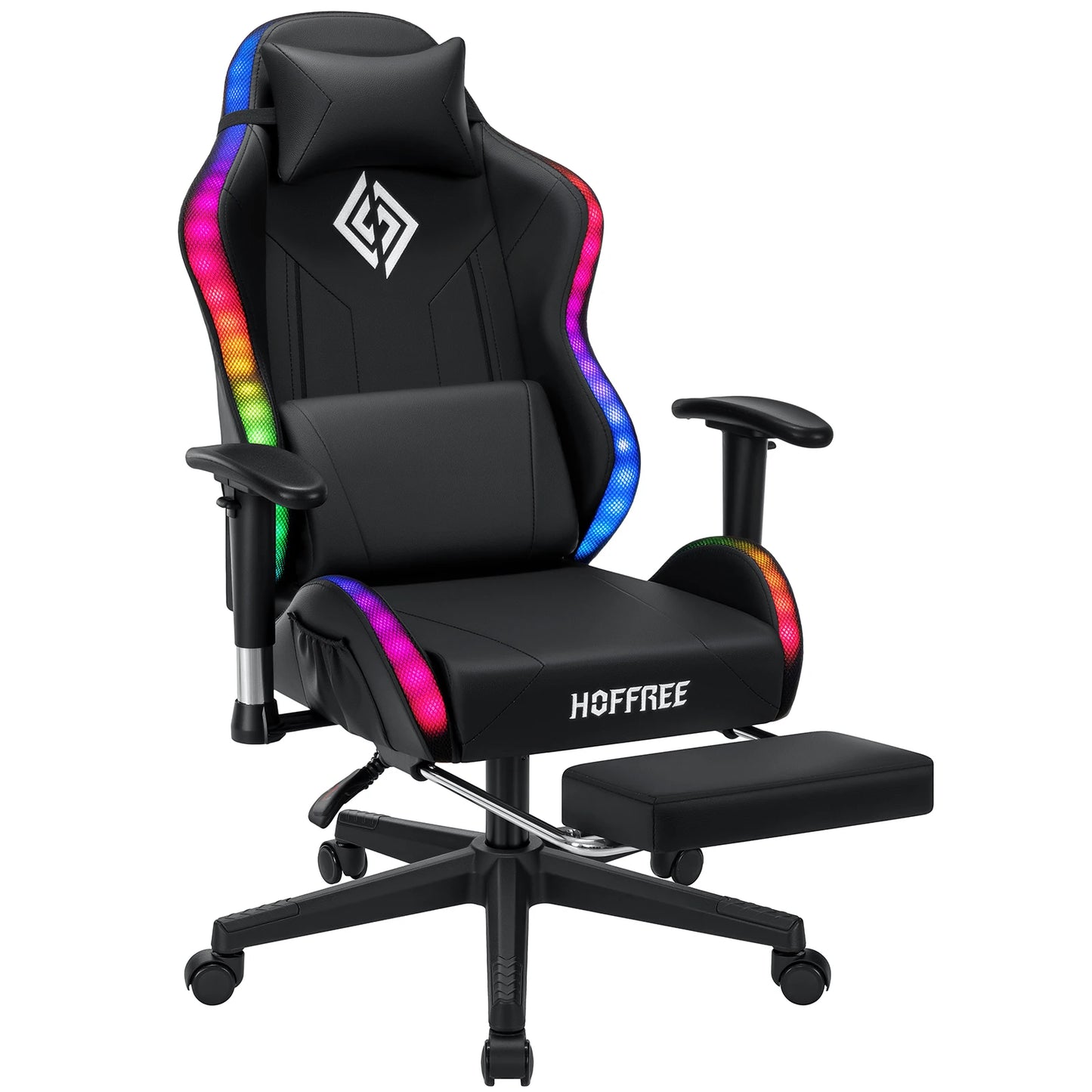 250Lbs LED Gaming Chair for Kids 8-15 Years, Adjustable Ergonomic Gamer Chair with RGB Lighting, Footrest & Lumbar Support