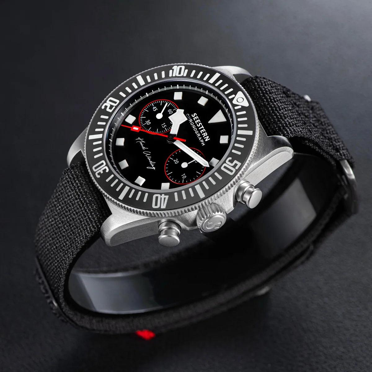 SEESTERN cronógrafo para hombre, reloj mecánico con movimiento Tianjin ST1901, cristal de zafiro, correa de nailon con velcro, esqueleto luminoso