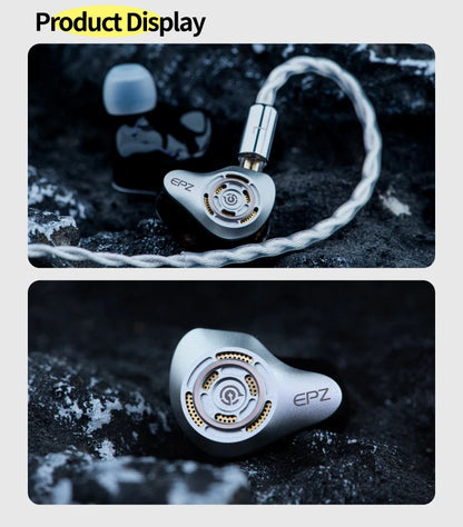 EPZ P50 1DD+2BA+2Planar Hybrid Drivers HiFi IEM 3.5/4.4 L-Shaped Replaceable Plug 6N Single Crystal Copper Silver-Plated Cable