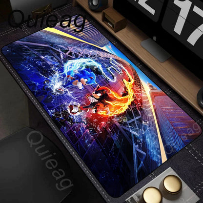 Anime Sonic The Hedgehog Mousepad XXL Deskmat With Lockrand Gaming Accessories Mousepad HD Print Gaming Keyboard Pad Padding Mat