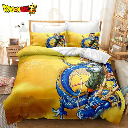 Dragon Ball Z Guko Kids Bedding Set Single King Size Duvet Cover with Quilt And Pillowcase Double Bed Linen for Bedroom Decor