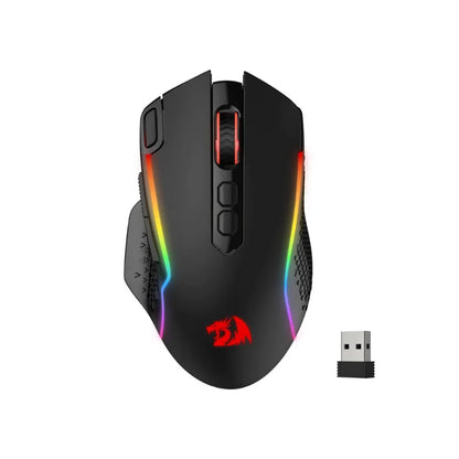 Redragon M810 Pro безжична геймърска мишка, 10000 DPI жична геймърска мишка с бутон Rapid Fire, 8 макро бутона, черно-бяла мишка