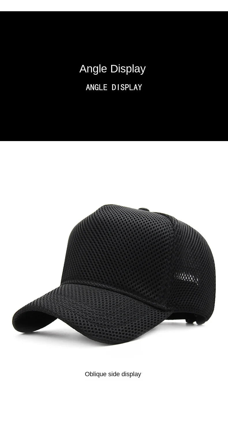 Big Head Plus Size Summer Mesh Baseball Cap for Men Women Trucker Breathable Hat Adjustable for Outdoor Sports Running