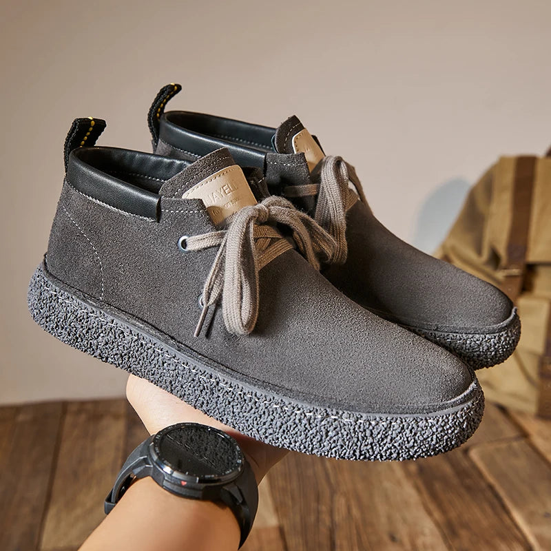 Luxury Brand Men Suede Leather Casual Shoes Genuine Leather Natural Handmade Anti-Skid Design Spring Autumn