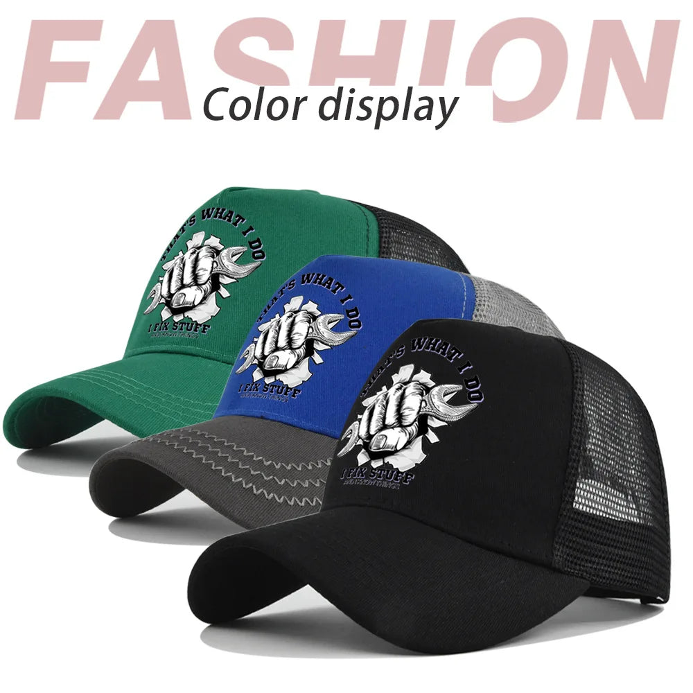 Gorra de béisbol de moda para primavera-verano, de malla estampada y transpirable, con logotipo personalizado para hombres, mujeres y parejas; gorra con visera, casquette.