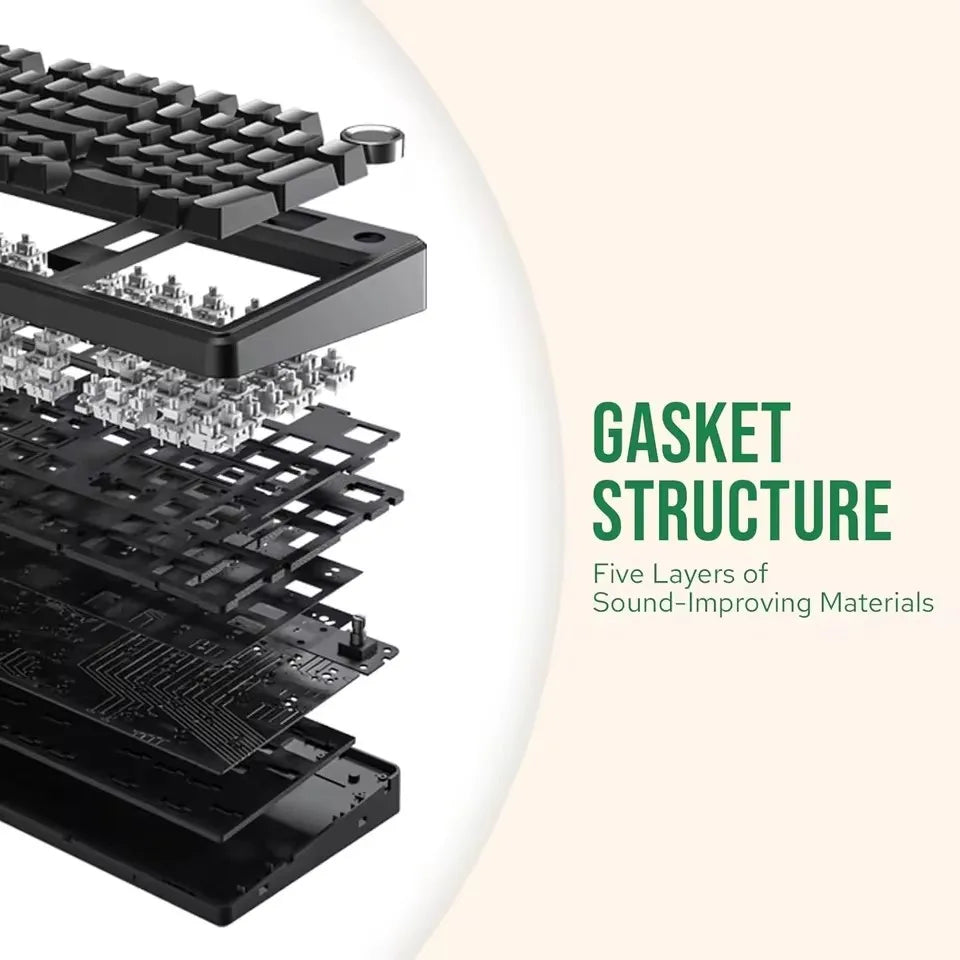 Tastiera meccanica gaming AULA F99PRO 99 tasti, tri-mode wireless, hot-swappable, struttura gasket, tastiera personalizzabile con manopola multimediale