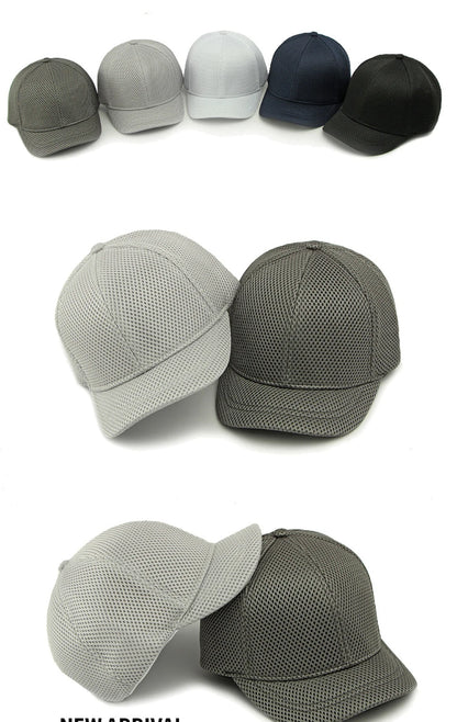 HT4828 Gorra de béisbol de ala corta de 5 cm para hombre, 6 paneles, gorra de béisbol de malla transpirable, gorra tipo «trucker», para hombre y mujer, lisa, sin estampados, con cierre a presión