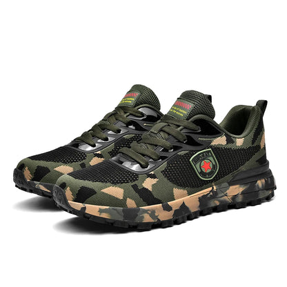 Men's camouflage breathable sports shoes are comfortable and non slip soft soled shoes suitable for men's outdoor activities