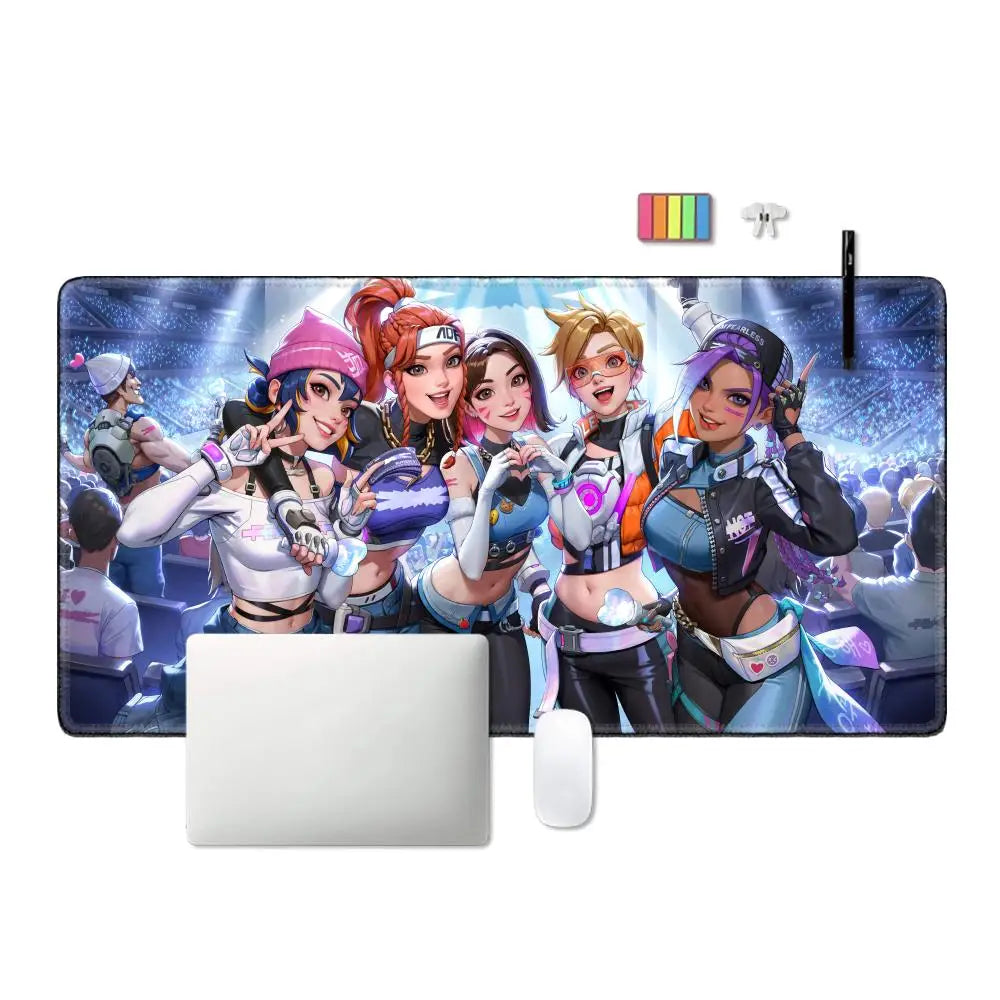 Sexy anime-meisjes gaming-muismat HYBXAXC voor laptop en kantoor, zachte rubberen tafelmat XXL, grote computer Overwatch-game toetsenbordmat