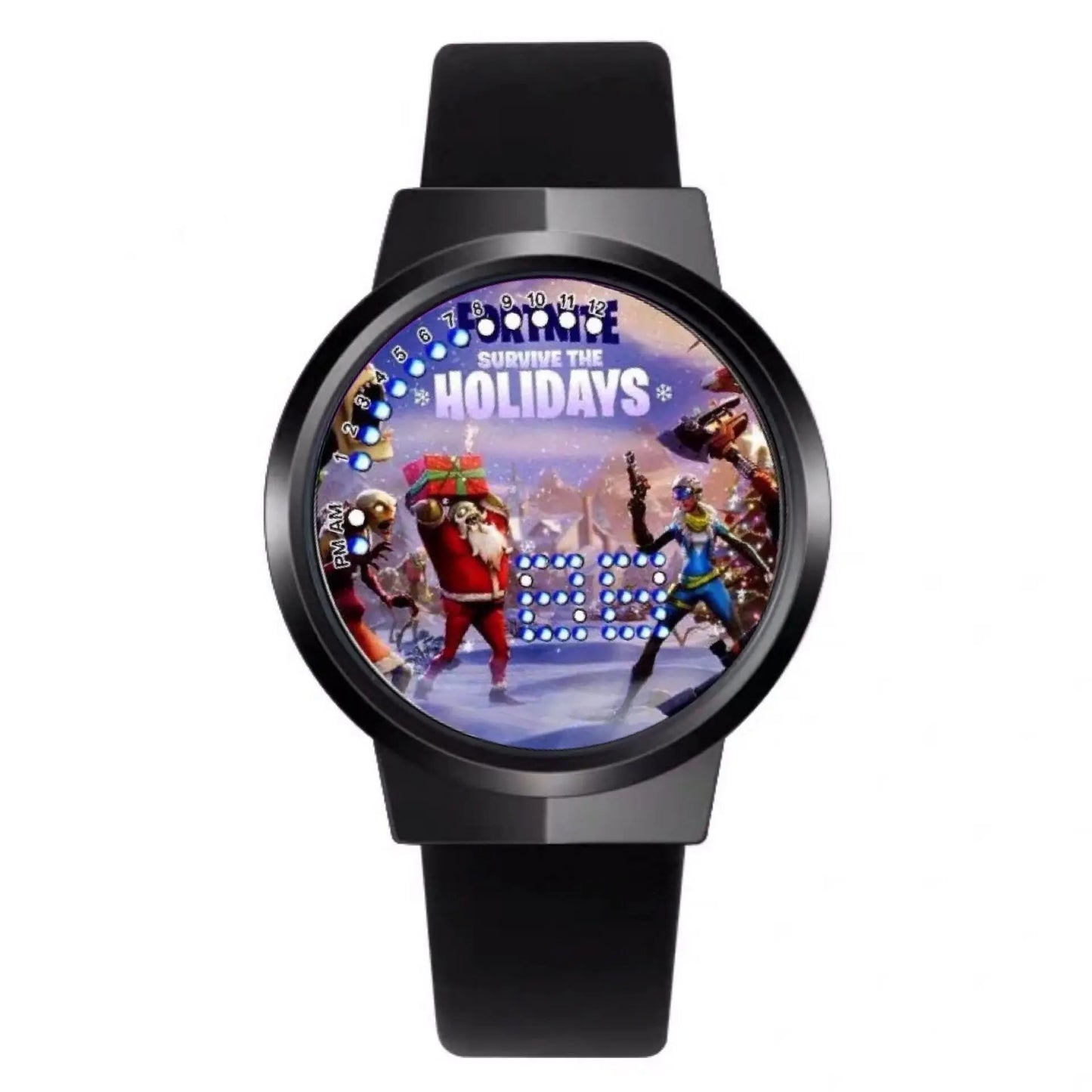 Reloj Fortnite de moda cute, cartoon y kawaii personalizado con luz nocturna LED táctil, reloj electrónico para estudiantes, regalo para amigos