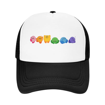 Kirbys за възрастни, шапки „Rainbow Trucker“, винтидж бейзболни шапки от мрежа, шапки със закрепваща се лента, шапки „Dad Hat“, шапки за слънце, дишащи спортни шапки, на едро, нови