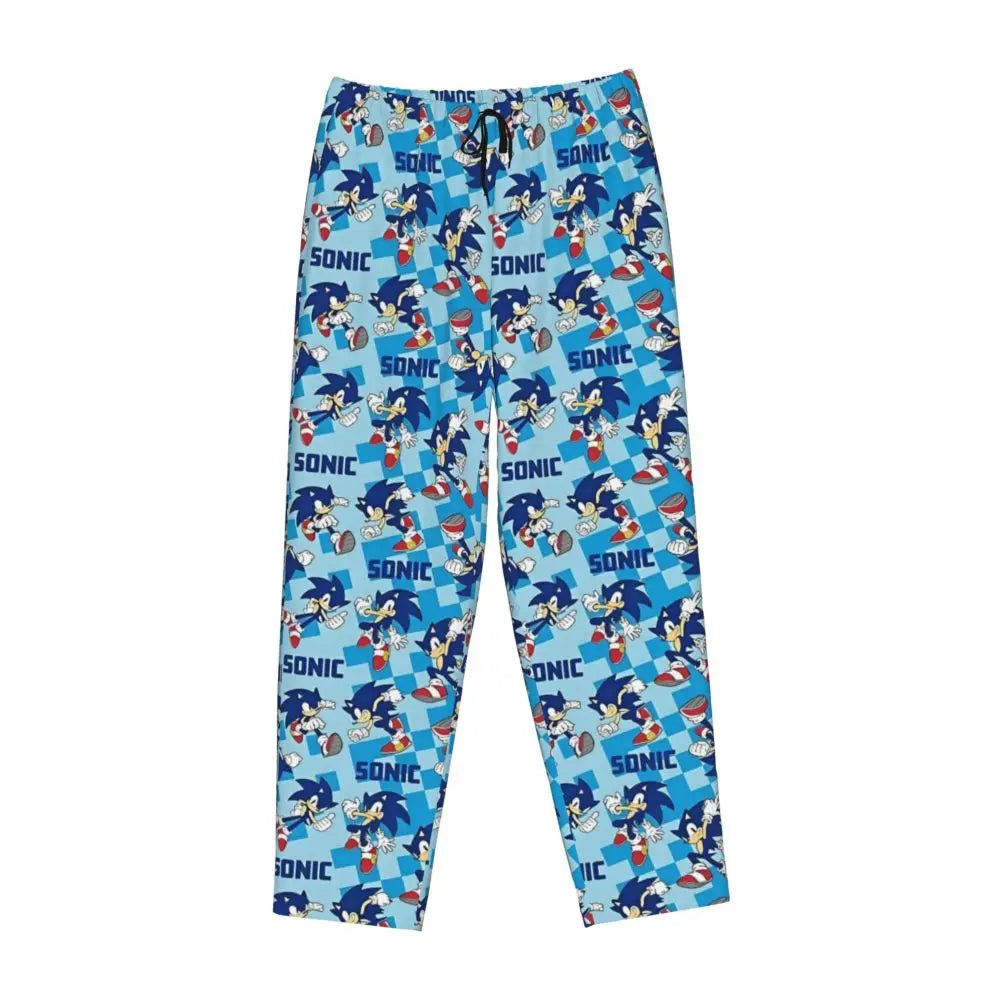 Custom Printed Womens Soniced Pajama Pants Hedgehog Game Sleepwear Sleep Lounge Bottoms with Pockets