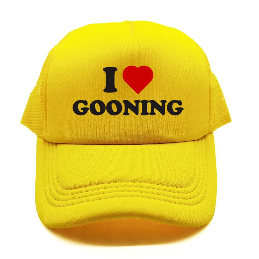 Αστεία καπέλα μπέιζμπολ «I Love Gooning» – Δροσερά καλοκαιρινά ανδρικά καπέλα από πλέγμα – Χιουμοριστικά καπέλα τύπου «Trucker» – Unisex καπέλα από πλέγμα για υπαίθριες δραστηριότητες – MZ-080