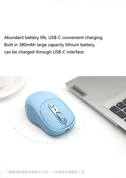Lenovo Xiaoxin M3 Bluetooth Wireless Mouse, Rechargeable Silent Office Mouse with Triple Bluetooth Connectivity, Adjustable DPI, Twilight Gray