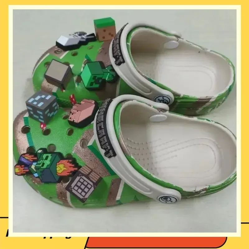 Minecraft 3D World Anime Game Comfortable Lightweight Eva Hole Clogs Sandals Summer Slippers For Adult Home Beach Non Slip Gift