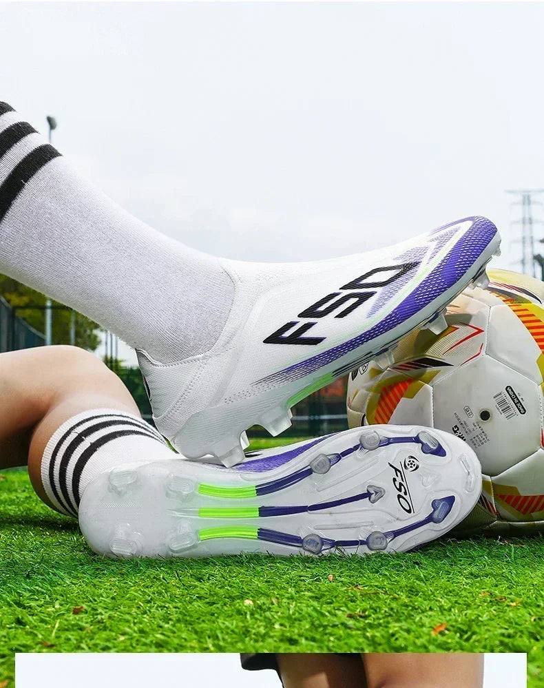 Nouvelles Chaussures de Football pour Hommes – Crampons d'Extérieur pour Entraînement sur Gazon – Baskets Mi-Montantes Légères Antidérapantes de Haute Qualité – Meilleures Ventes