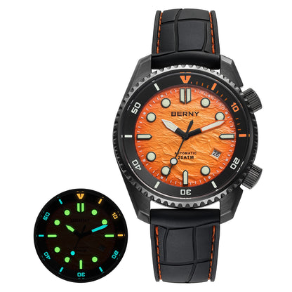BERNY Diver Automatic Watches Men's Luxury Sapphire 316L Stainless Steel Mechanical Watch 42MM 200M Waterproof Diving Men's Watch