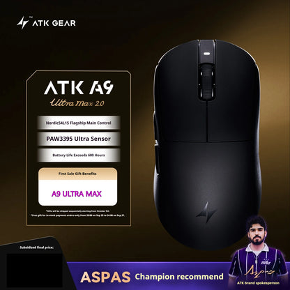 Mouse Gaming Wireless ATK A9 Plus A9/A9 SE/A9 Pro Tri-Mode 8K, Leggero, A9 Ultimate per E-sport e PC, Regalo Personalizzato