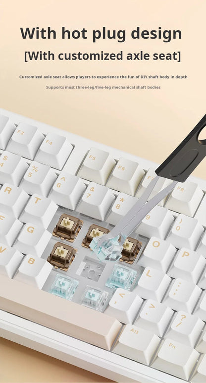 AULA F108 Pro Triple-mode Bluetooth 2.4G Wired Mechanical Keyboard Fully Customizable Hot-Swappable Keys Gasket Structure RGB