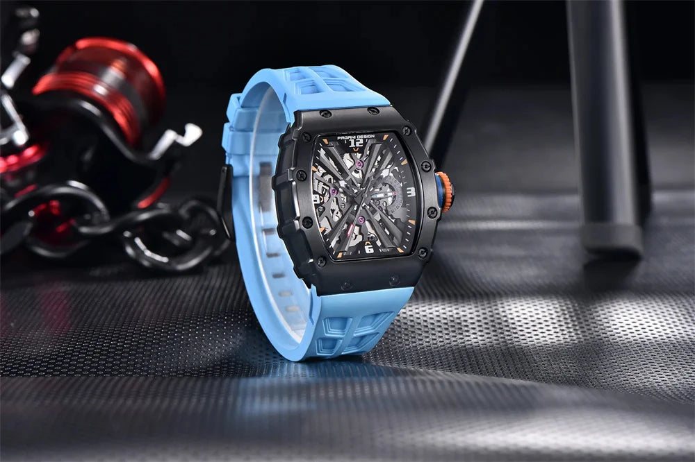 PAGANI DESIGN 42 MM Men's Skeleton Quartz Watch Japan VH65 Sapphire Glass Stainless Steel 50M Waterproof Wristwatches PD1738 New