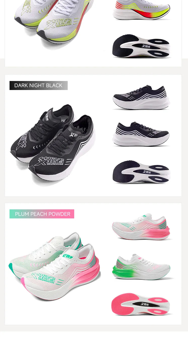 IRUNSVAN Marathon Racing Carbon Plate Men's Running Shoes Ultra Light Shock Absorption Training Women's Sports Shoes