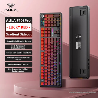 AULA F108 PRO Mechanische Tastatur Custom 100%-Layout RGB-Hintergrundbeleuchtung Kabellos Bluetooth Hifi-Switch Gaming-Tastatur