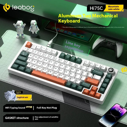 LEOBOG Hi75C Mechanische Tastatur 3Mode/Kabelgebundenes Kit Hot-Swap mit Drehknopf RGB Aluminiumlegierung Gasket Hi75C Tastatur-Kit PC Custom Geschenk