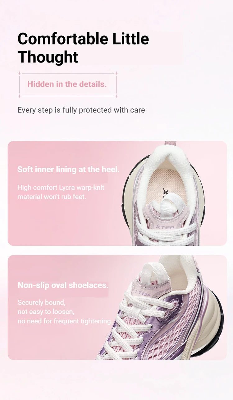 Xtep Basque 3 Sneakers Women Lightweight Wear-Resistant Trendy Durability Thick Sole Casual Sports Female Shoes 874218320006