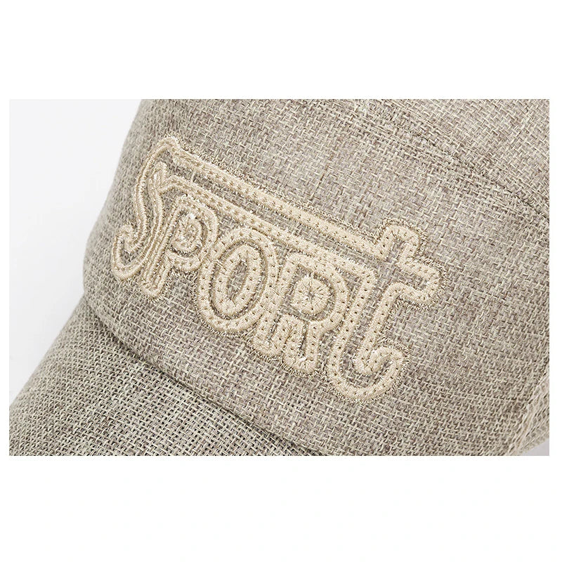 New Fashion Outdoor Sport Baseball Cap Casual Snapback Hats linen mesh fabric embroidery Suitable for spring  summer and autumn