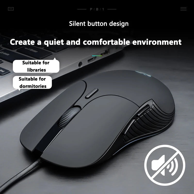 INPHIC B1 kabelgebundene USB-Maus, leise Office- und Gaming-Maus für PC und Laptops