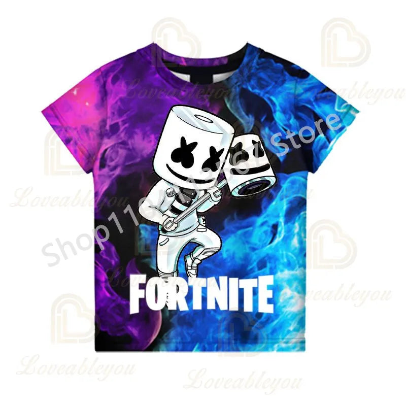 Tricou F-Fortnited pentru tineri, inspirat de jocuri de luptă, tricou de vară cu mânecă scurtă pentru adulți, adolescenți băieți și fete